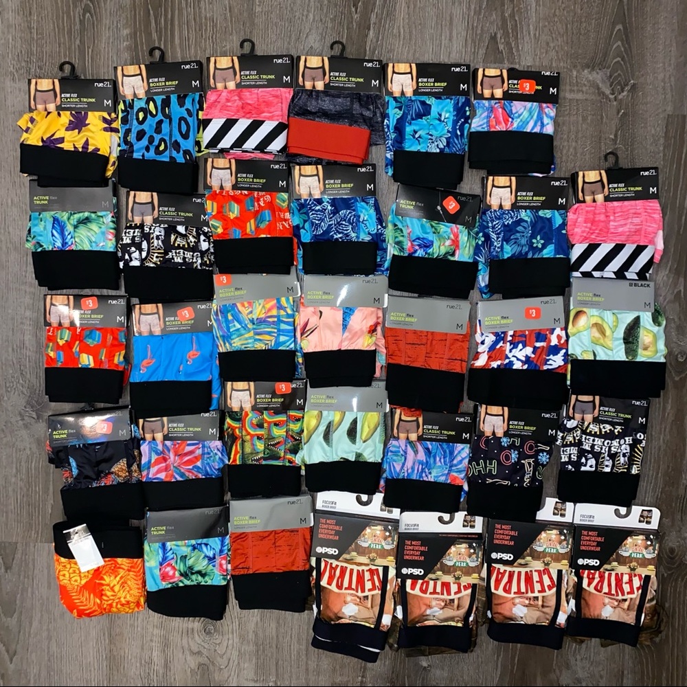 Brand New Mens Boxer Brief Underwear Huge Bundle Lot 34 Pairs Size Medium